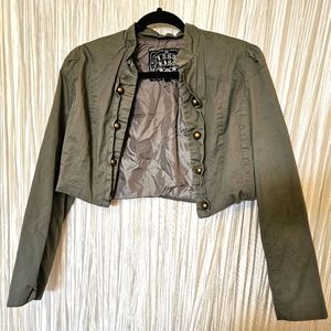 Military Style Green Crop Top Jacket- Women's Size S